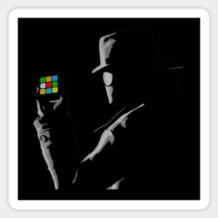 Neo Noir Detective holding colored Cube Sticker